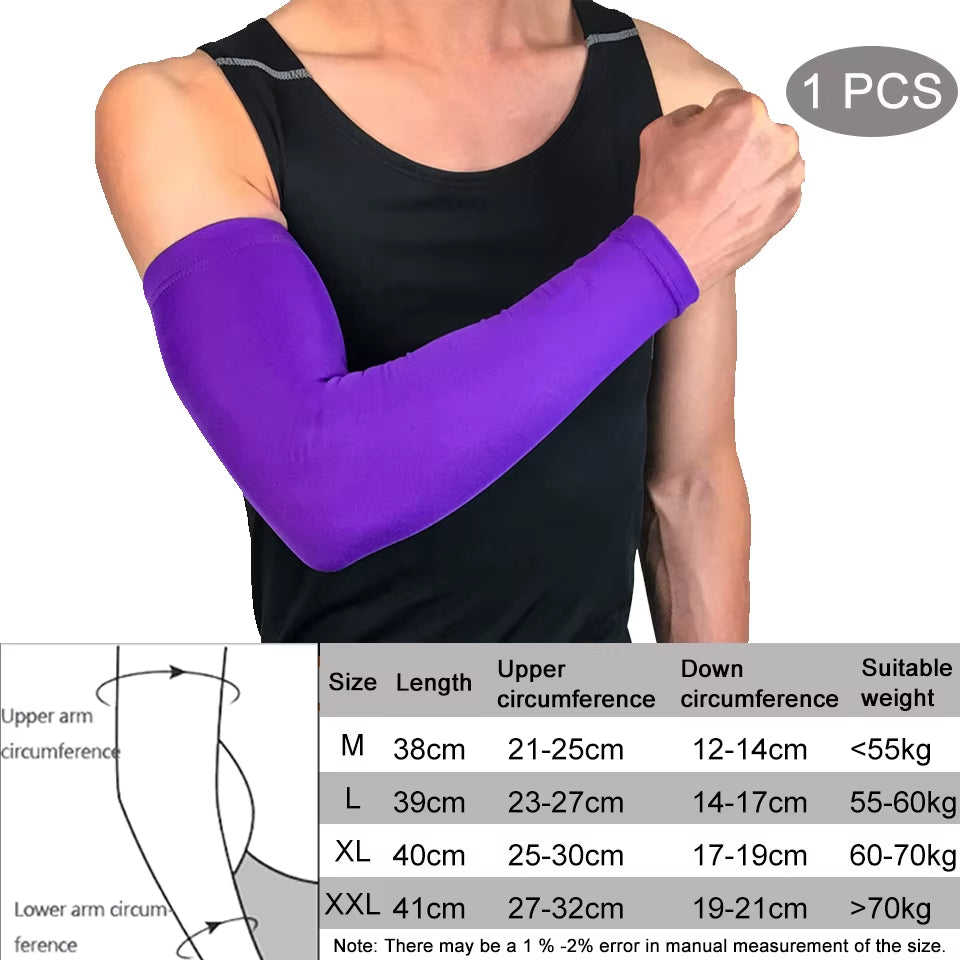 Compression Sports Arm Sleeve Basketball Cycling Arm Warmer Summer Running Tennis UV Protection Volleyball Bands